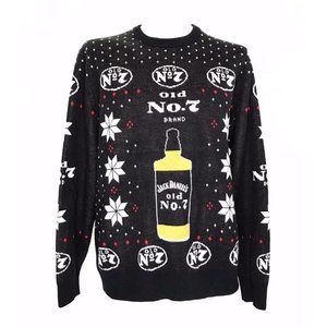 Ugly Christmas Sweater Jack Daniels Bourbon Old No 7 Logo Snowflakes M